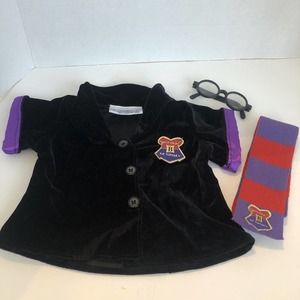 Build A Bear Wizard Academy Robe Scarf Glasses Black And Purple